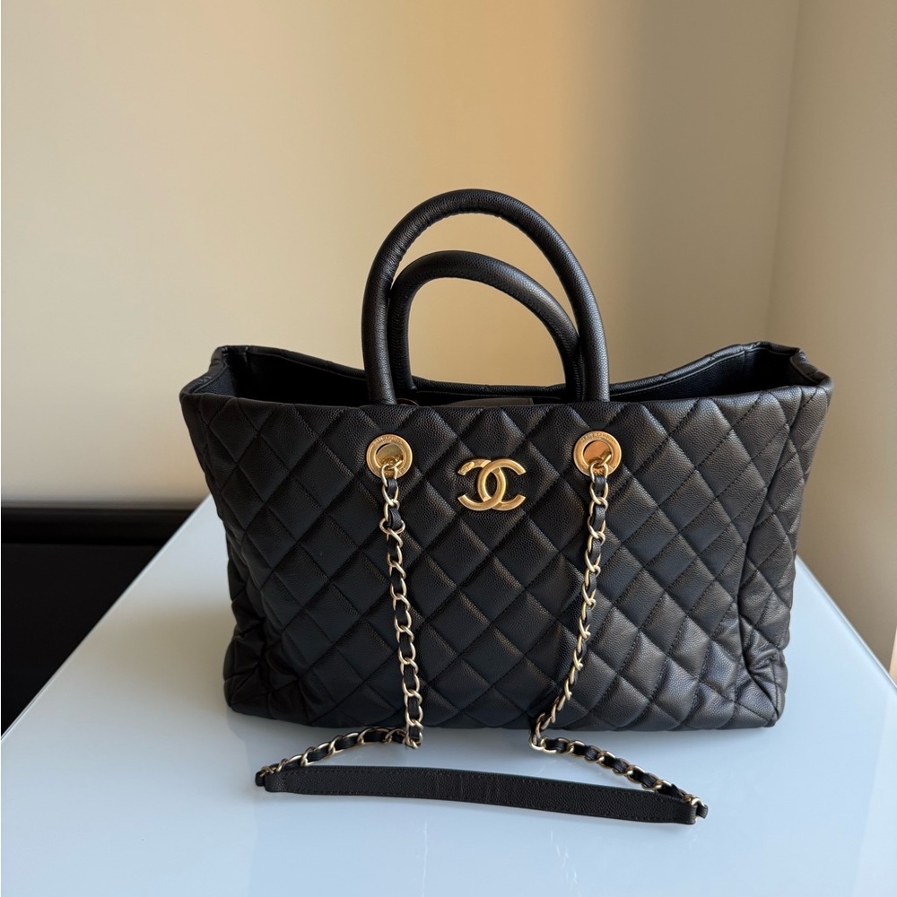 Chanel Black Quilted Leather Tote Bag